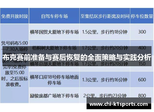 布克赛前准备与赛后恢复的全面策略与实践分析