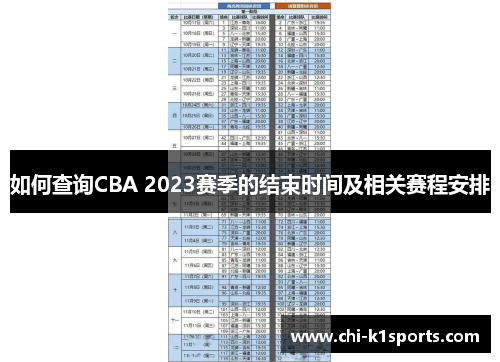 如何查询CBA 2023赛季的结束时间及相关赛程安排